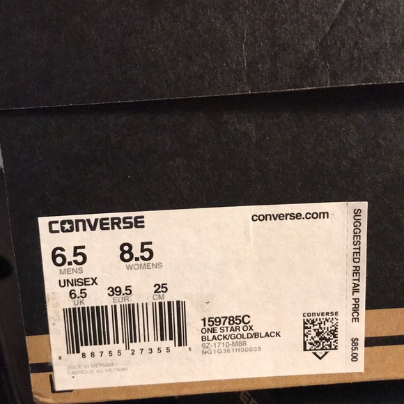 Converse One Star⭐️OX Black Gold logo W AUTHENTIC - Picture 8 of 8